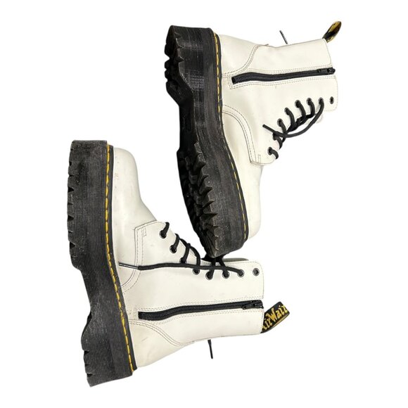 Dr. Martens Women's White Leather Combat Boots With Platform Sole Size 7 - Picture 6 of 8